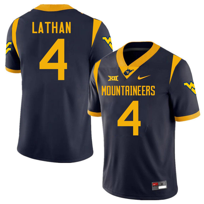 Trey Lathan WVU Jersey,West Virginia Mountaineers #4 Trey Lathan Jersey Youth College-Navy